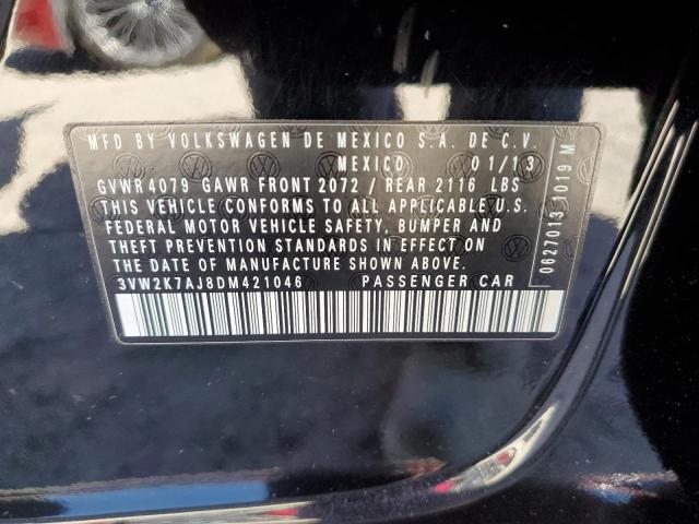 3VW2K7AJ8DM421046 - 2013 VOLKSWAGEN JETTA BASE 黑色 照片 12
