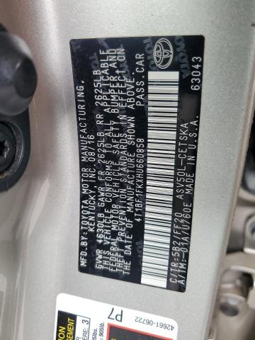 4T1BF1FKXHU660858 - 2017 TOYOTA CAMRY LE TAN photo 12