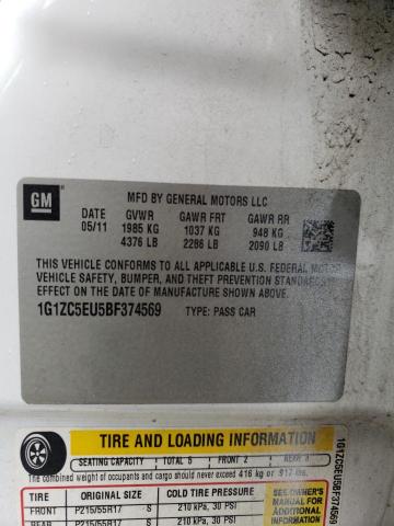 1G1ZC5EU5BF374569 - 2011 CHEVROLET MALIBU 1LT 白色 照片 13