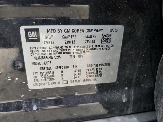 KL4CJBSB4FB270215 - 2015 BUICK ENCORE CONVENIENCE 黑色 照片 12