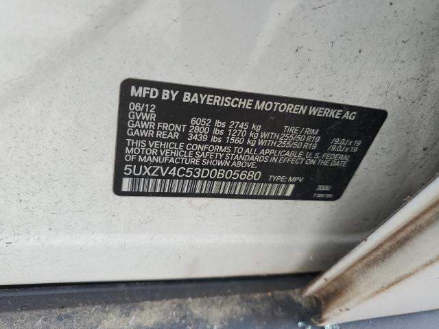 5UXZV4C53D0B05680 - 2013 BMW X5 XDRIVE35I WHITE photo 13
