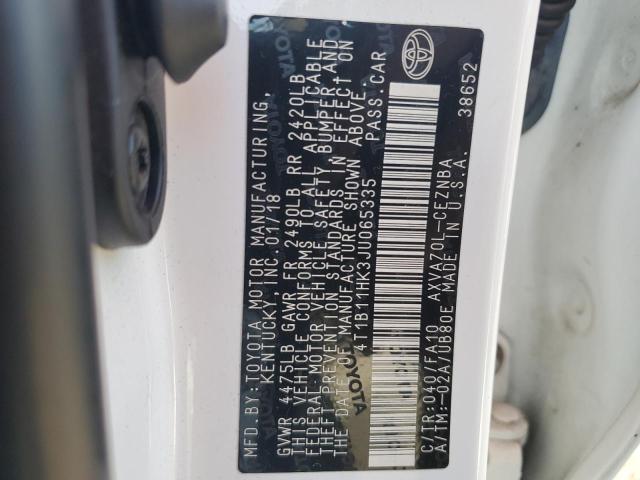 4T1B11HK3JU065335 - 2018 TOYOTA CAMRY L 白色 照片 12