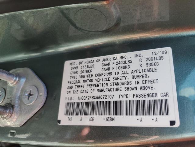 1HGCP2F84AA072107 - 2010 HONDA ACCORD EXL BLUE photo 12