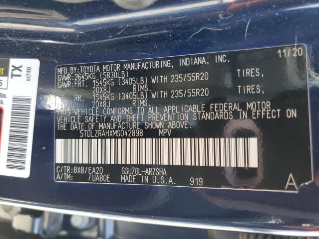 5TDLZRAHXMS042898 - 2021 TOYOTA HIGHLANDER XSE BLUE photo 14