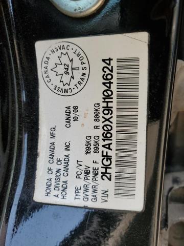 2HGFA160X9H104624 - 2009 HONDA CIVIC EXL 黑色 照片 12