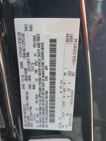 1FMCU9GD9HUC16749 - 2017 FORD ESCAPE SE BLACK photo 13