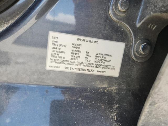 5YJYGDEE5MF188208 - 2021 TESLA MODEL Y GRAY photo 12