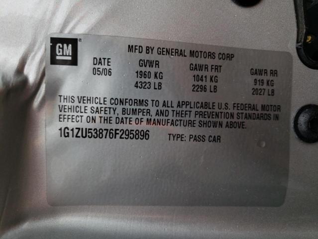 1G1ZU53876F295896 - 2006 CHEVROLET MALIBU LTZ ვერცხლისფერი ფოტო 12