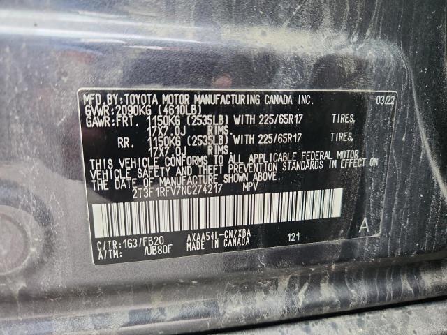 2T3F1RFV7NC274217 - 2022 TOYOTA RAV4 LE GRAY photo 13