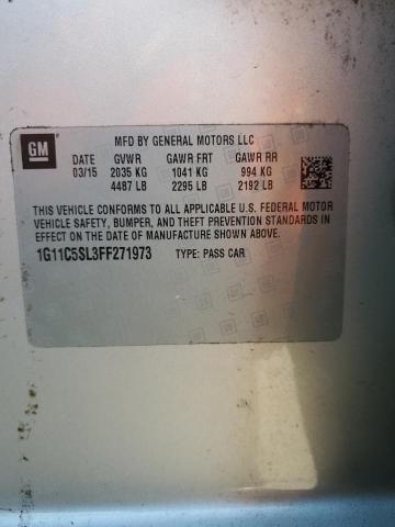 1G11C5SL3FF271973 - 2015 CHEVROLET MALIBU 1LT GOLD photo 12