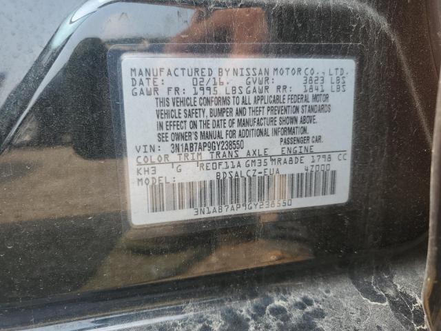 3N1AB7AP9GY238550 - 2016 NISSAN SENTRA S 银色 照片 12