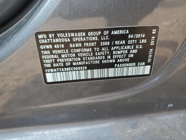 1VWAT7A39EC093326 - 2014 VOLKSWAGEN PASSAT S 灰色 照片 12