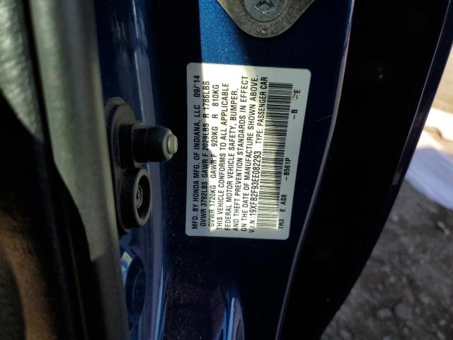 19XFB2F93EE082293 - 2014 HONDA CIVIC EXL 蓝色 照片 12