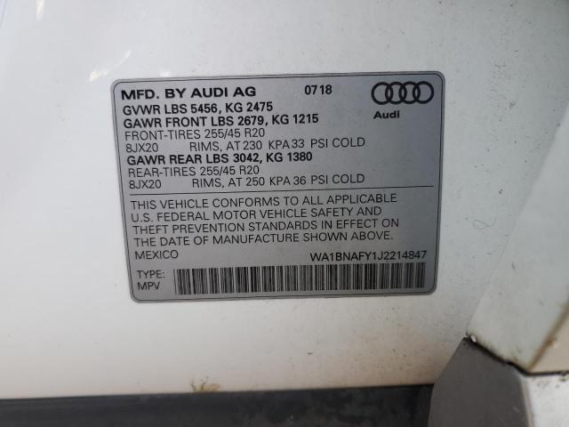 WA1BNAFY1J2214847 - 2018 AUDI Q5 PREMIUM PLUS WHITE photo 13