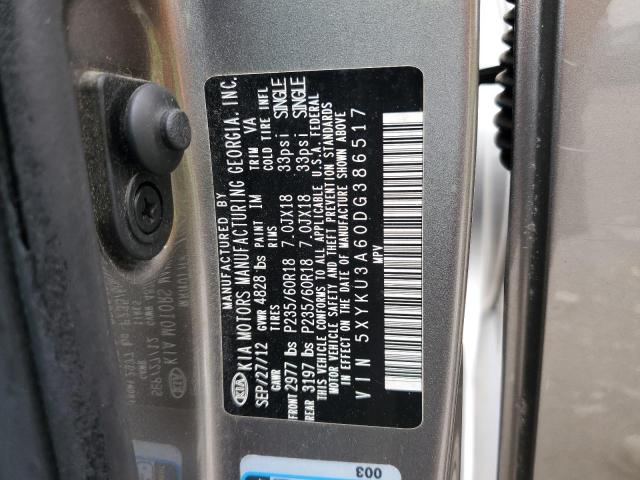 5XYKU3A60DG386517 - 2013 KIA SORENTO EX ნაცრისფერი ფოტო 14