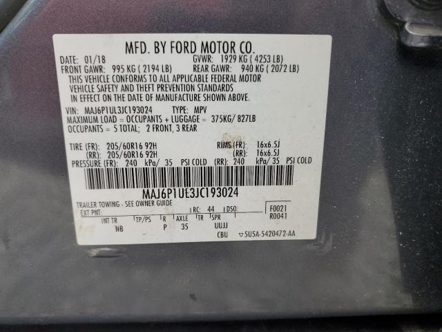 MAJ6P1UL3JC193024 - 2018 FORD ECOSPORT SE Сұр фото 14