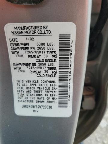 JN8DR09Y62W729530 - 2002 NISSAN PATHFINDER LE SILVER photo 13