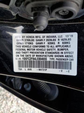 19XFC2F84LE004655 - 2020 HONDA CIVIC SPORT შავი ფოტო 12