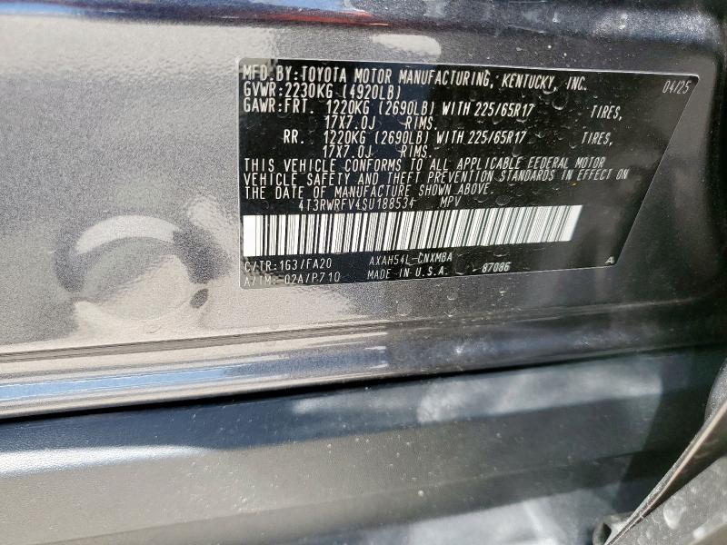 4T3RWRFV4SU188534 - 2025 TOYOTA RAV4 XLE GRAY photo 12