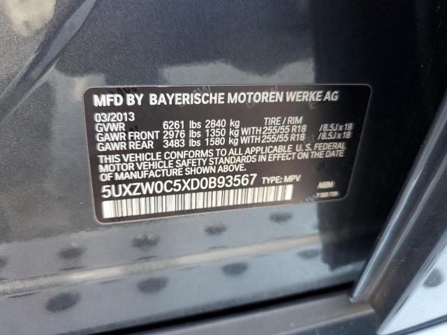 5UXZW0C5XD0B93567 - 2013 BMW X5 XDRIVE35D GRAY photo 13