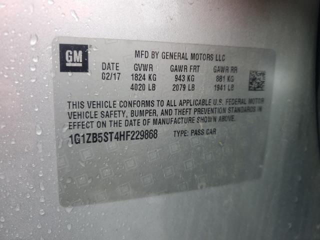 1G1ZB5ST4HF229868 - 2017 CHEVROLET MALIBU LS ვერცხლისფერი ფოტო 12