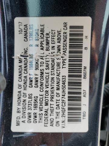 2HGFC2F74JH504633 - 2018 HONDA CIVIC EX CHARCOAL photo 24