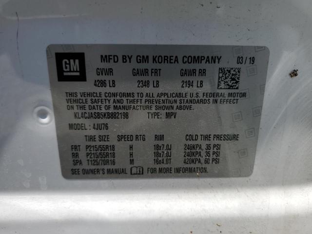 KL4CJASB5KB882198 - 2019 BUICK ENCORE PREFERRED Білий фото 14