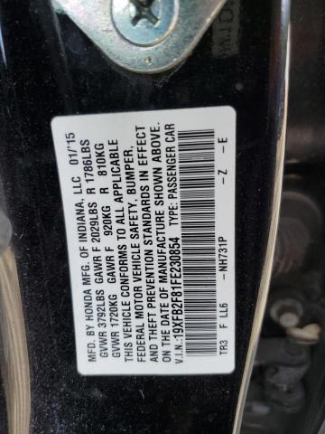 19XFB2F81FE230854 - 2015 HONDA CIVIC EX BLACK photo 12