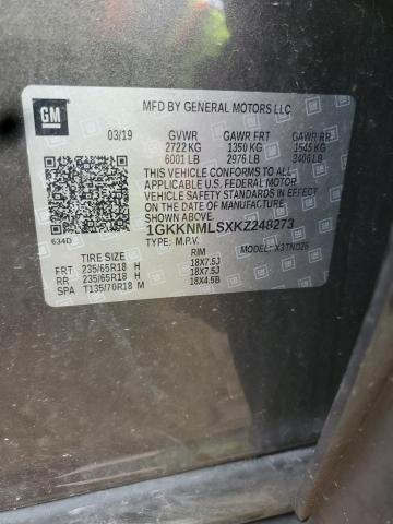 1GKKNMLSXKZ248273 - 2019 GMC ACADIA SLT-1 Szary zdjęcie 13