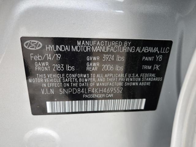 5NPD84LF4KH469552 - 2019 HYUNDAI ELANTRA SEL SILVER photo 12