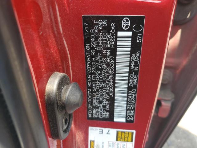 JTDKARFP3H3060847 - 2017 TOYOTA PRIUS PRIM أحمر صورة 13