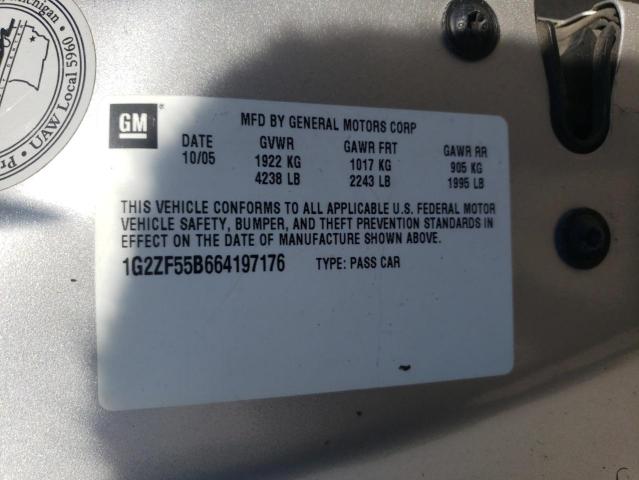 1G2ZF55B664197176 - 2008 PONTIAC G6 SE SILVER photo 12