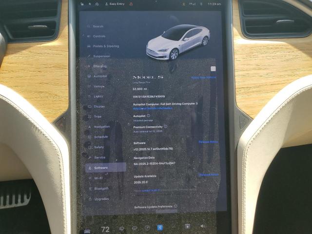 5YJSA1E29LF415619 - 2020 TESLA MODEL S Beyaz fotoğraf 9