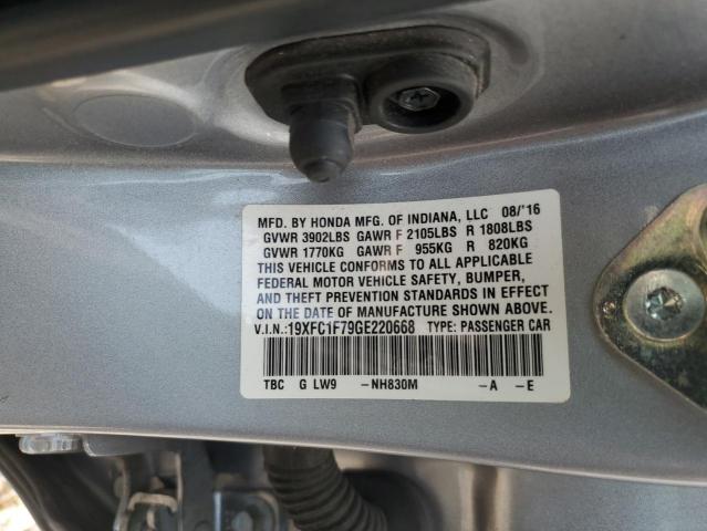19XFC1F79GE220668 - 2016 HONDA CIVIC EXL SILVER photo 12
