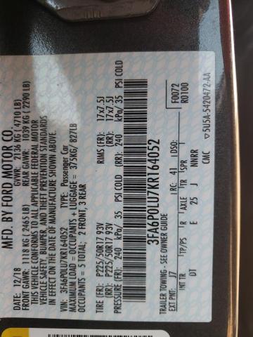 3FA6P0LU7KR164052 - 2019 FORD FUSION SE Boz foto 13