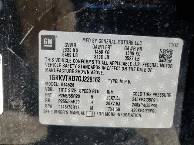1GKKVTKD7GJ228162 - 2016 GMC ACADIA DENALI Чорний фото 14