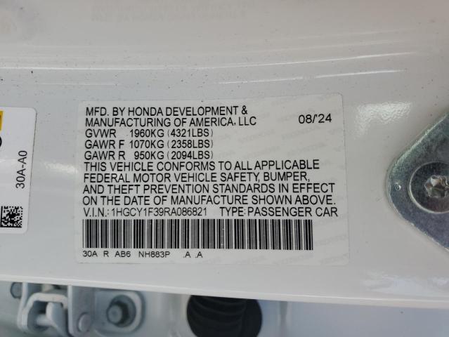 1HGCY1F39RA086821 - 2024 HONDA ACCORD EX WHITE photo 13