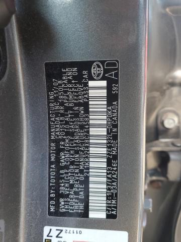 2T1KR32EX8C714583 - 2008 TOYOTA COROLLA MA XR GRAY photo 12