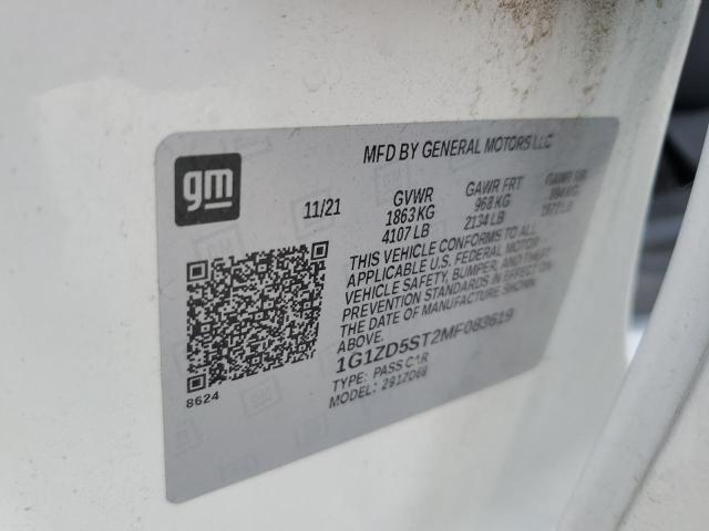 1G1ZD5ST2MF083619 - 2021 CHEVROLET MALIBU LT WHITE photo 12