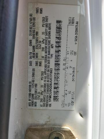 1FMCU9GD8JUC31863 - 2018 FORD ESCAPE SE Weiß Foto 13