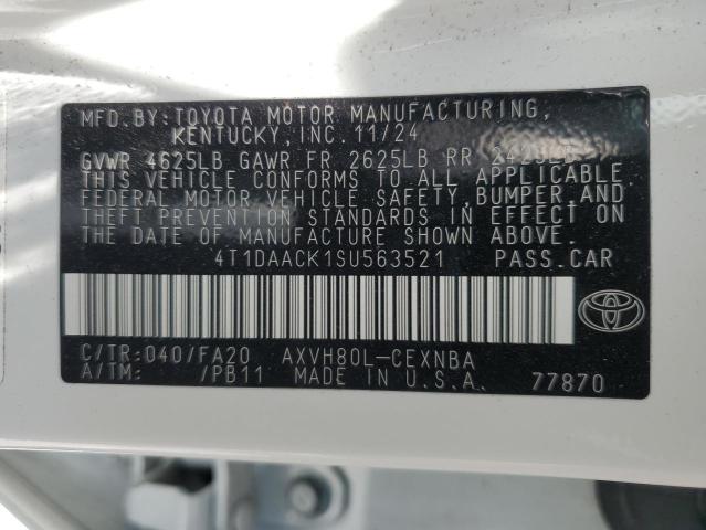 4T1DAACK1SU563521 - 2025 TOYOTA CAMRY XSE თეთრი ფოტო 12