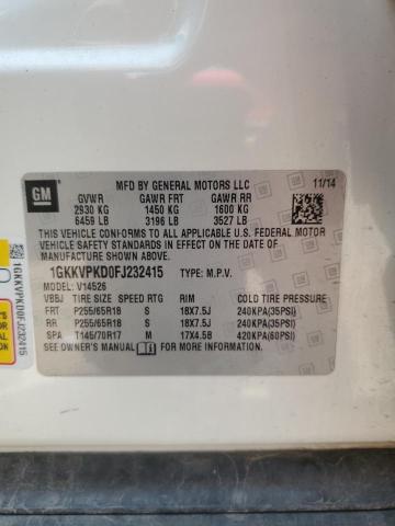 1GKKVPKD0FJ232415 - 2015 GMC ACADIA SLE WHITE photo 13