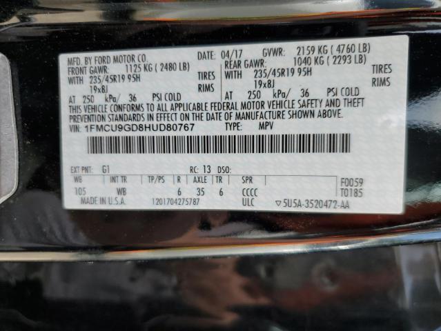 1FMCU9GD8HUD80767 - 2017 FORD ESCAPE SE შავი ფოტო 13