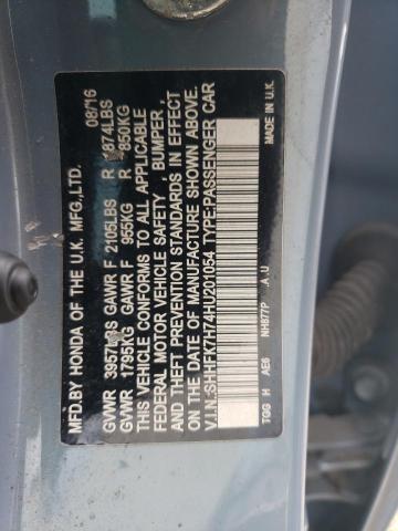 SHHFK7H74HU201054 - 2017 HONDA CIVIC EXL 蓝色 照片 13