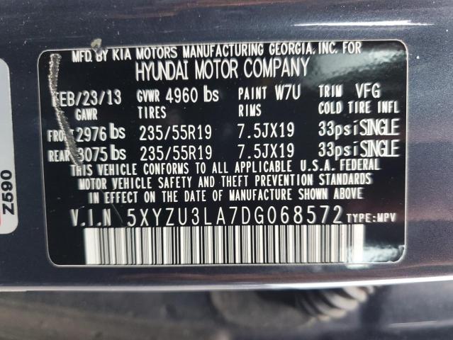 5XYZU3LA7DG068572 - 2013 HYUNDAI SANTA FE S BLUE photo 13