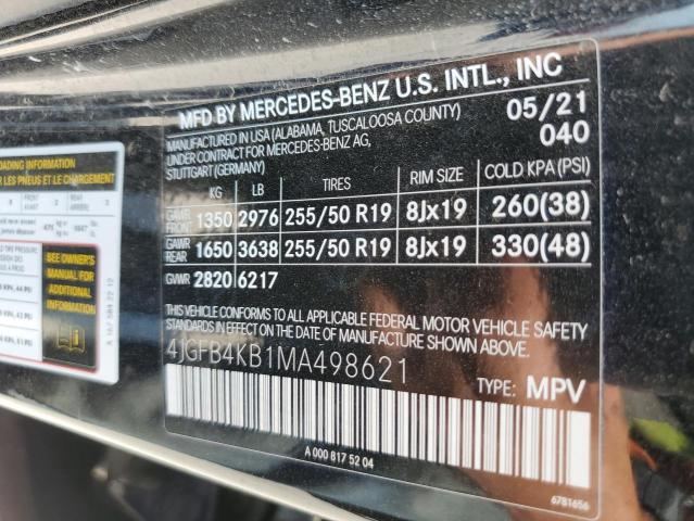 4JGFB4KB1MA498621 - 2021 MERCEDES-BENZ GLE 350 4MATIC BLACK photo 12