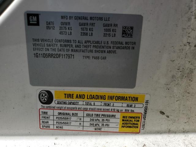 1G11D5RR2DF117971 - 2013 CHEVROLET MALIBU 1LT 白色 照片 13