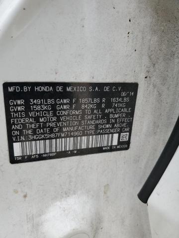 3HGGK5H87FM714960 - 2015 HONDA FIT EX WHITE photo 12