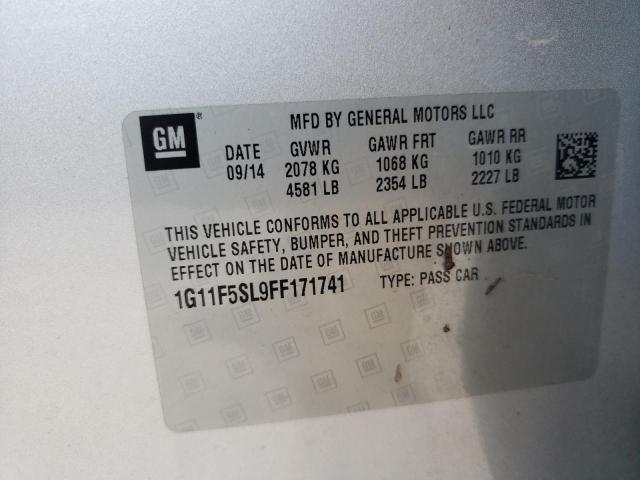 1G11F5SL9FF171741 - 2015 CHEVROLET MALIBU LTZ ვერცხლისფერი ფოტო 12