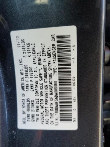 19UUA8F56DA005060 - 2013 ACURA TL TECH GRAY photo 13